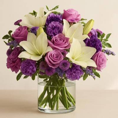 Pleasing Purple Lily & Rose