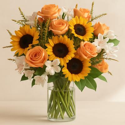 Sunflower Sunset Art Glass